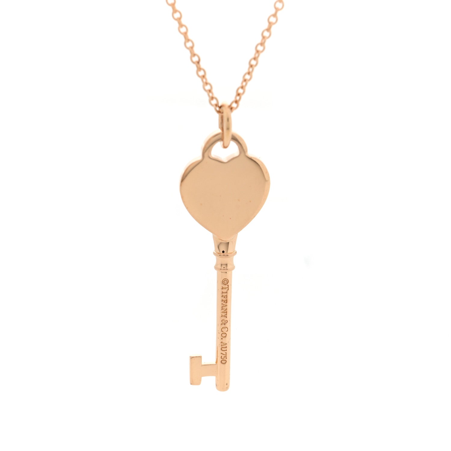 Tiffany 18K Rose Gold Return To Tiffany Heart Key Pendant Necklace 5 of 6