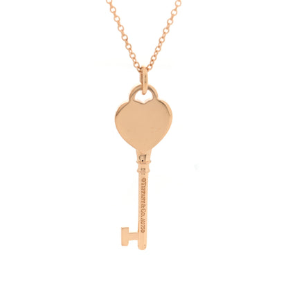 Tiffany 18K Rose Gold Return To Tiffany Heart Key Pendant Necklace 5 of 6