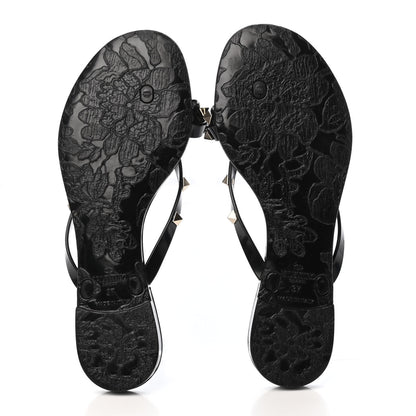 Valentino Garavani PVC Jelly Rockstud Bow Thong Sandals 37 Black 4 of 4