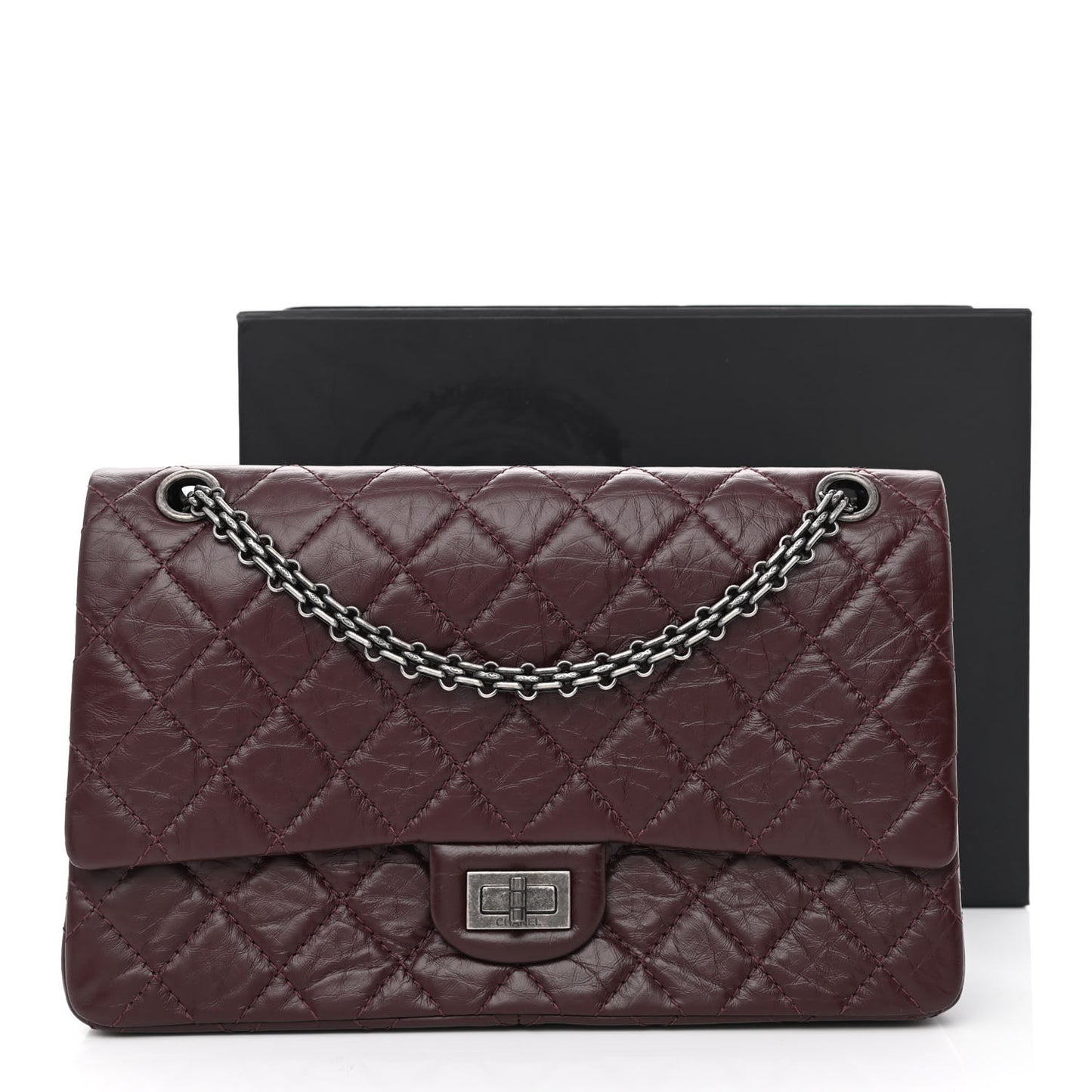 Aged Calfskin Quilted 2.55 Reissue 226 Flap Dark Burgundy