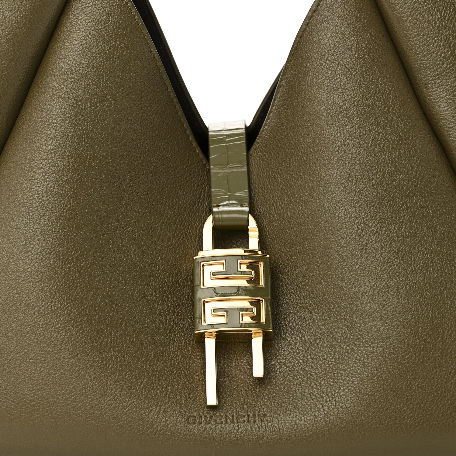 Givenchy Calfskin Crocodile Embossed Medium G-Lock Hobo Dark Khaki 7 of 9