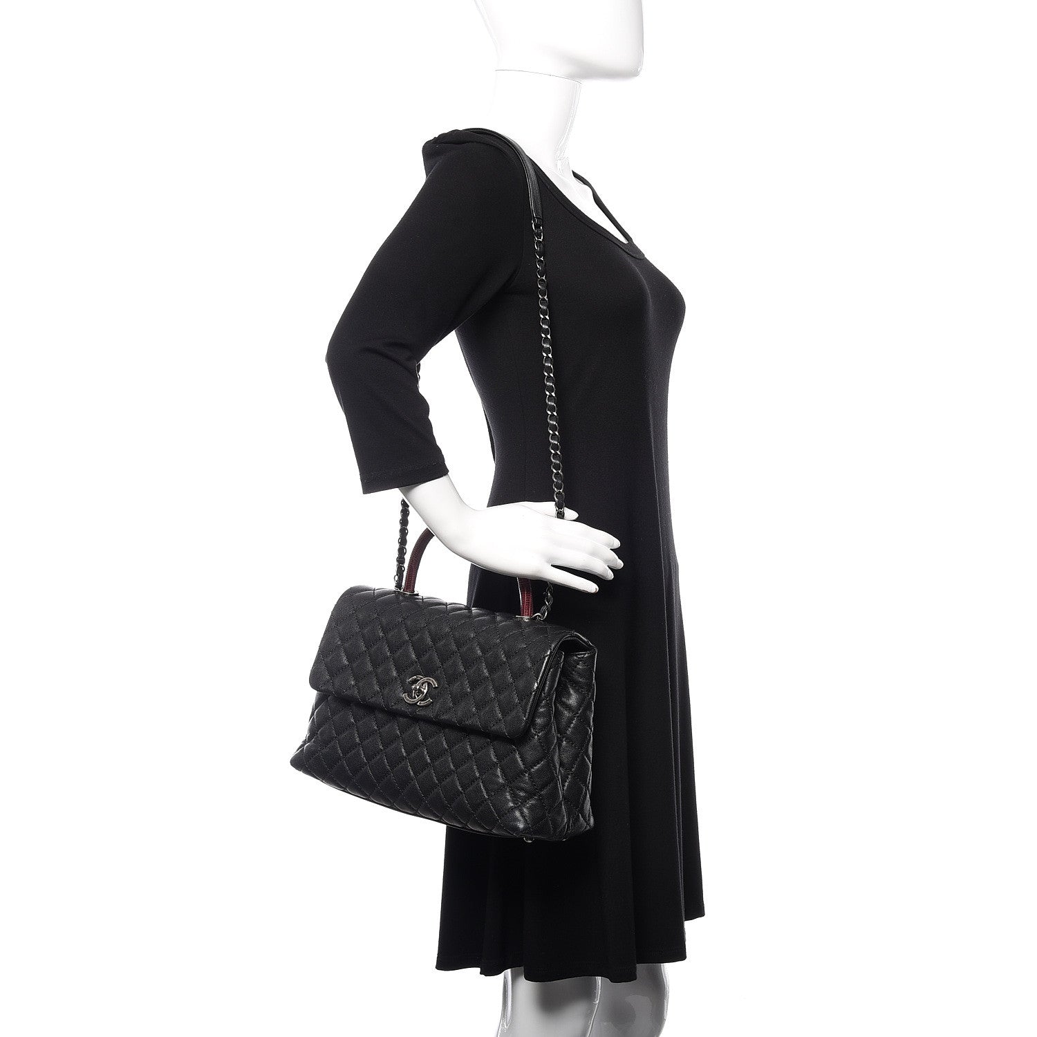 Chanel Caviar Lizard Quilted Medium Coco Handle Flap Black 2 of 11
