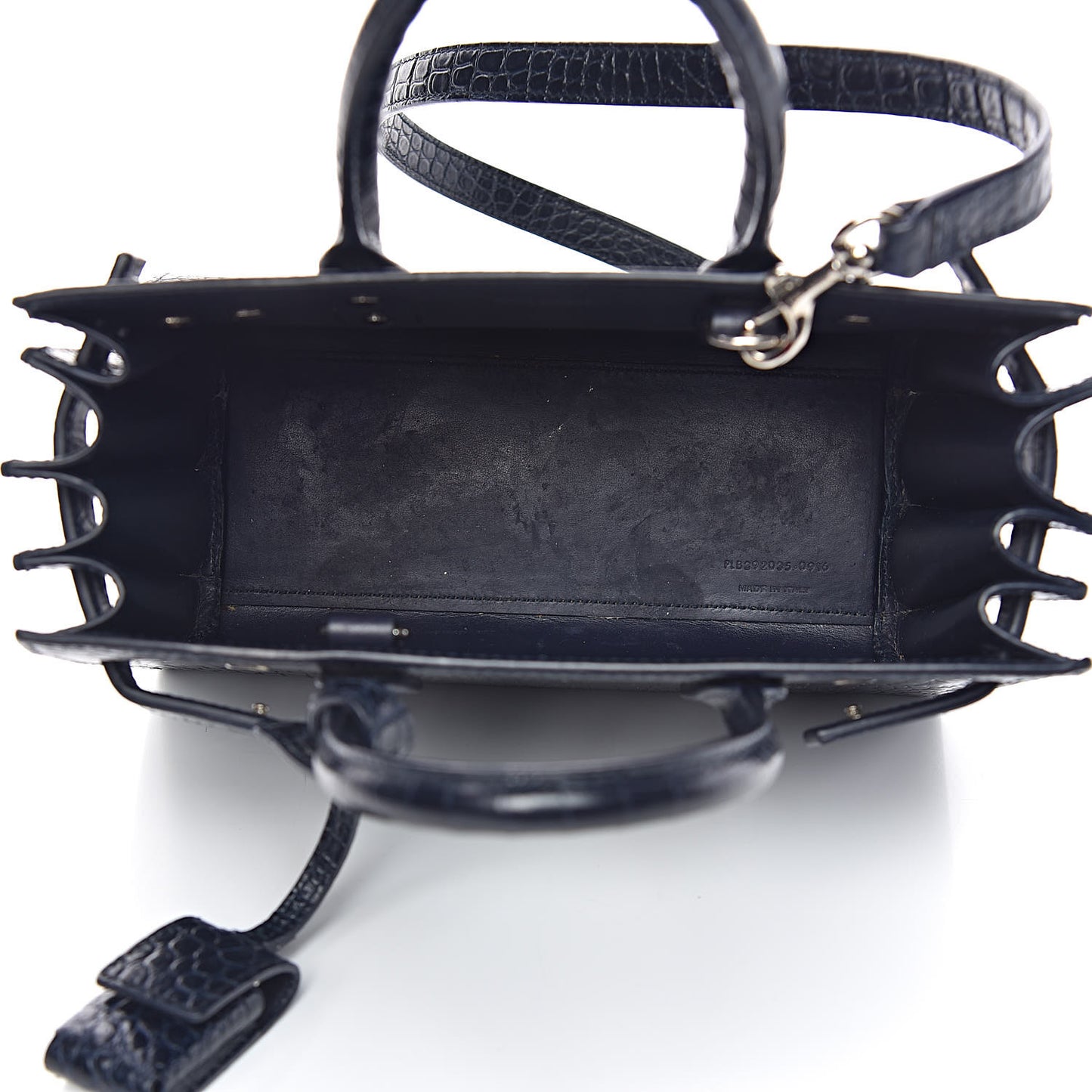 Calfskin Crocodile Embossed Nano Sac De Jour Navy