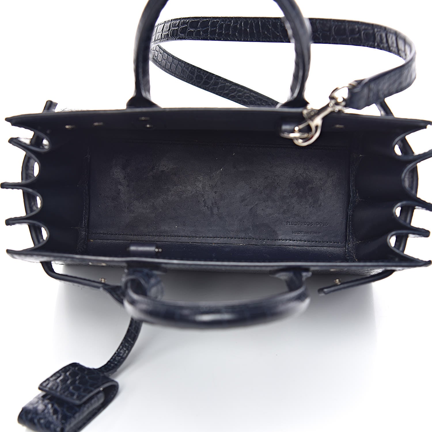 Saint Laurent Calfskin Crocodile Embossed Nano Sac De Jour Navy 5 of 13