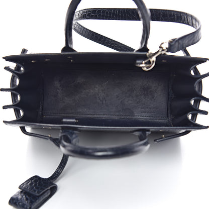 Saint Laurent Calfskin Crocodile Embossed Nano Sac De Jour Navy 5 of 13