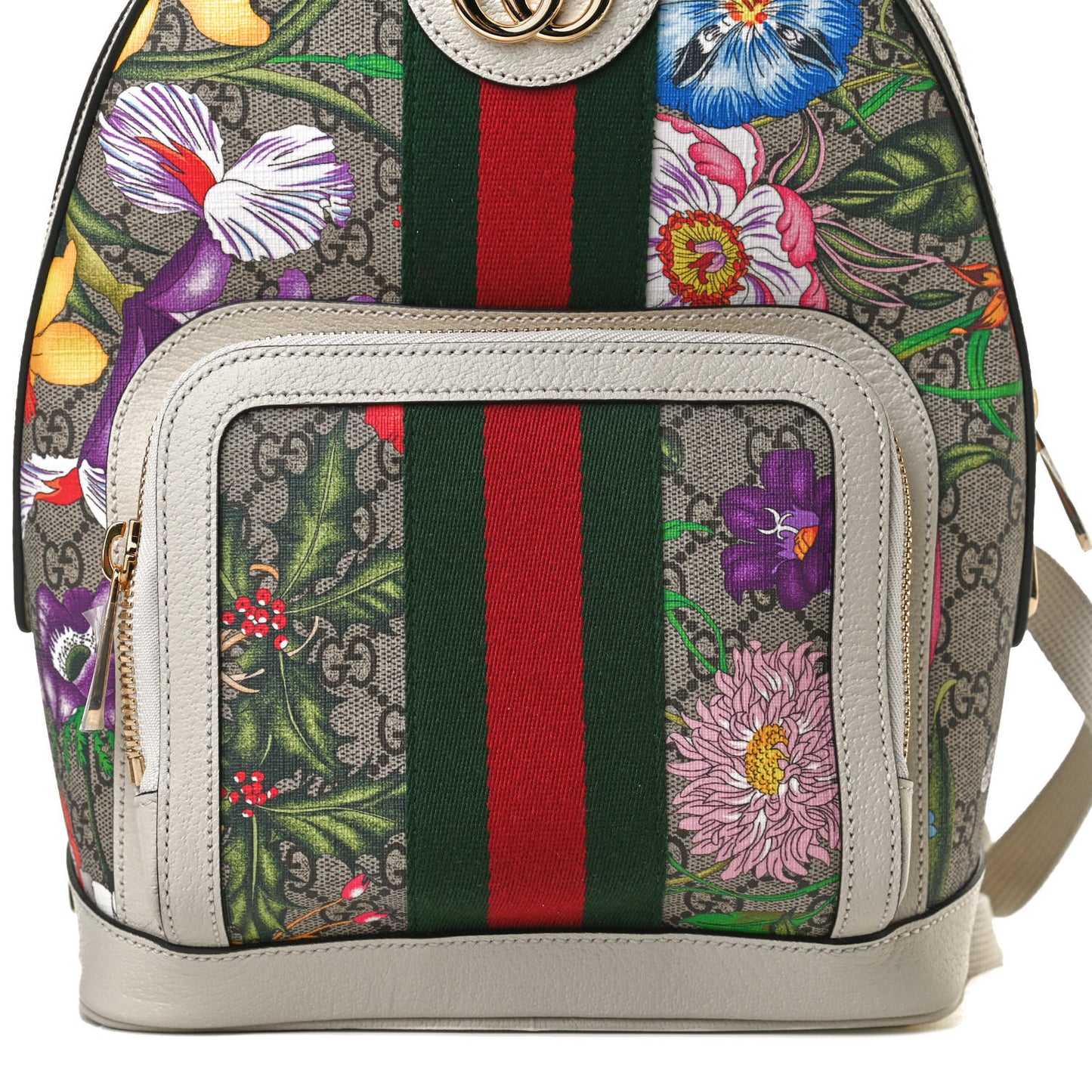 GG Supreme Monogram Flora Web Small Ophidia Day Backpack White