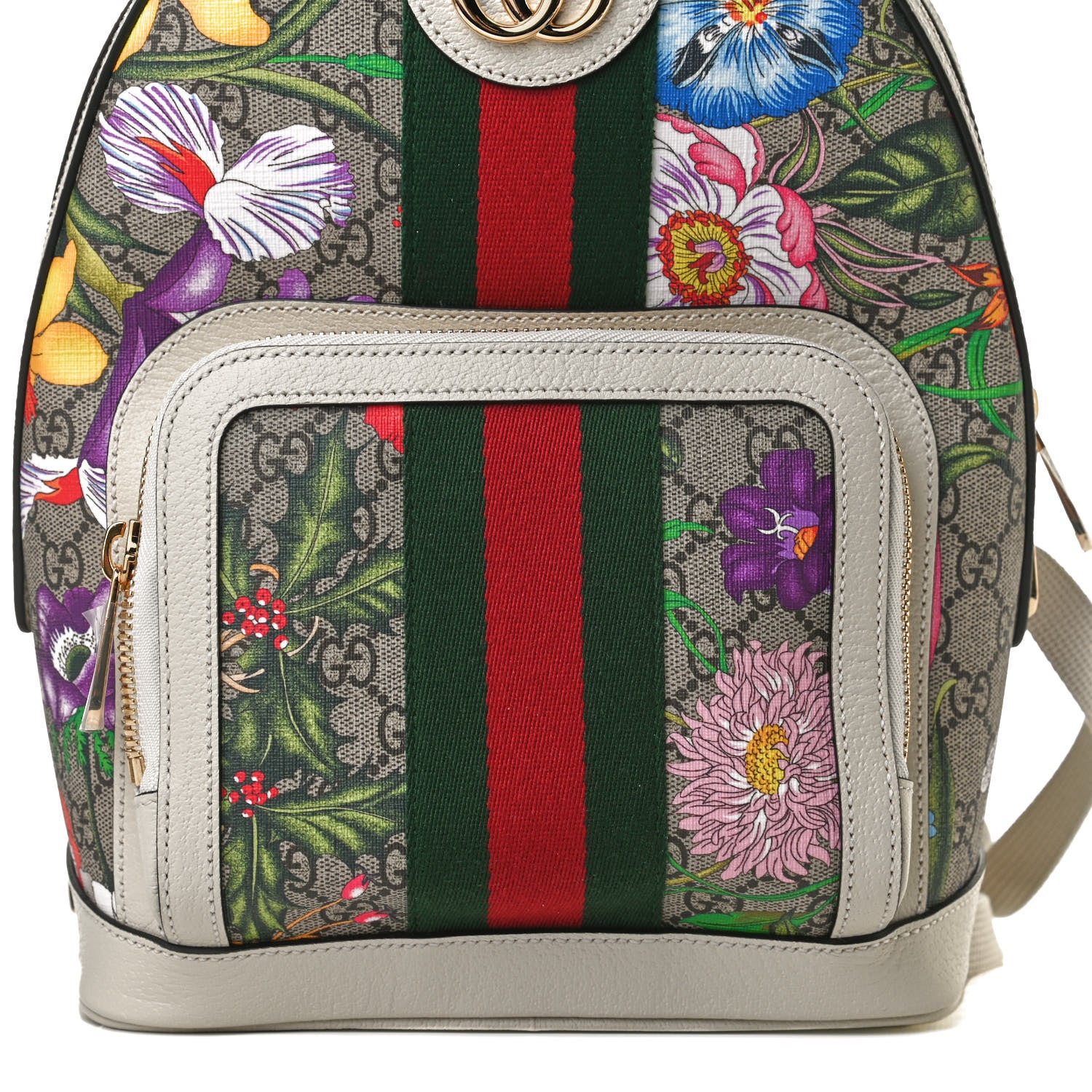 Gucci GG Supreme Monogram Flora Web Small Ophidia Day Backpack White 9 of 16