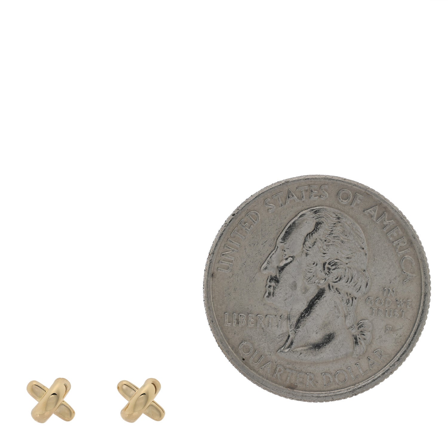 Tiffany 18K Yellow Gold 5mm Cross Stitch Earrings 2 of 4