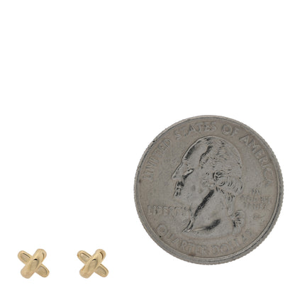 Tiffany 18K Yellow Gold 5mm Cross Stitch Earrings 2 of 4