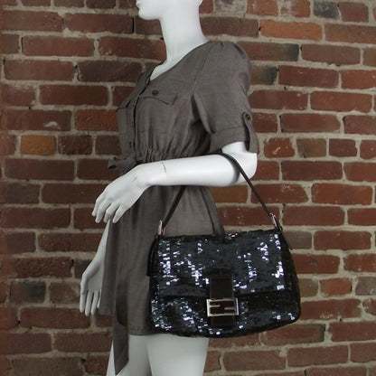 Fendi Sequin Paillettes LTD ED Shoulder Bag Black Rainbow 2 of 13
