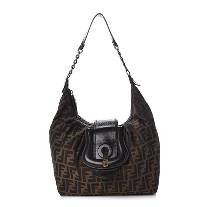 Fendi Zucca B Buckle Hobo Tobacco Castagna 1 of 11