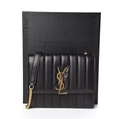 Saint Laurent Lambskin Matelasse Monogram Vicky Chain Wallet Black 10 of 10