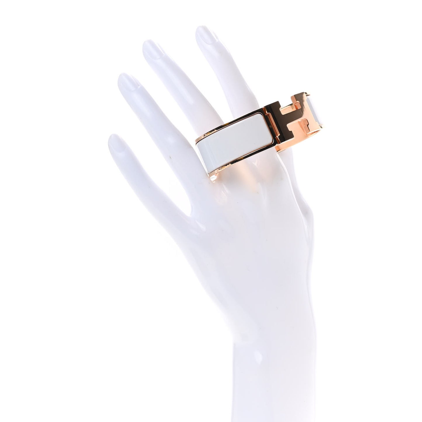 Enamel Wide Clic Clac H Bracelet GM White