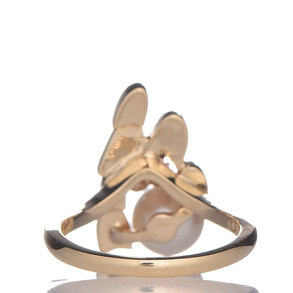 Mikimoto 18K Yellow Gold Enamel Ruby Akoya Pearl Ring 49 5 Red 4 of 5