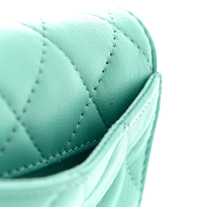 Chanel Lambskin Quilted Flap Card Holder Wallet Turquoise 11 of 12