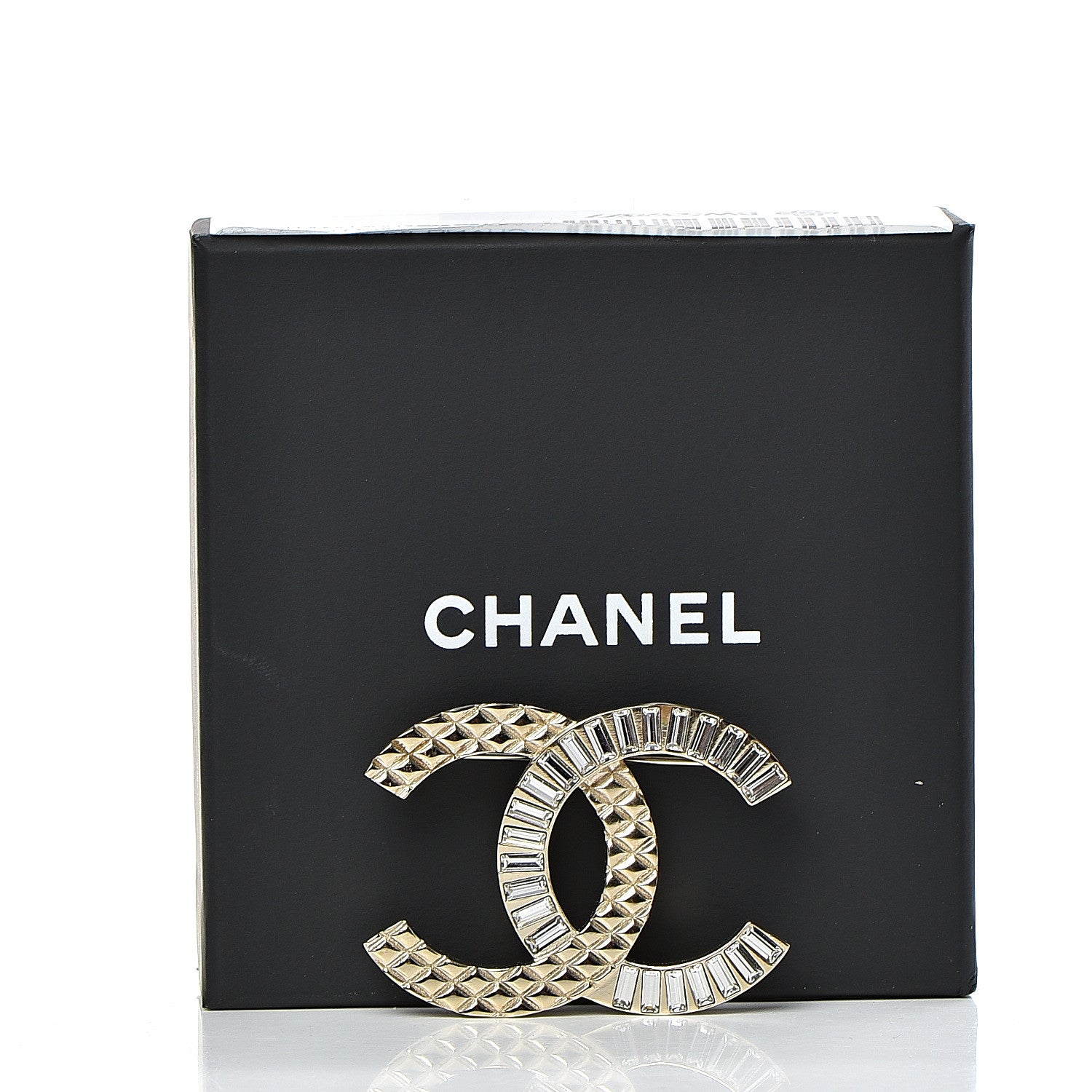 Chanel Baguette Crystal Quilted CC Brooch Gold 7 of 7