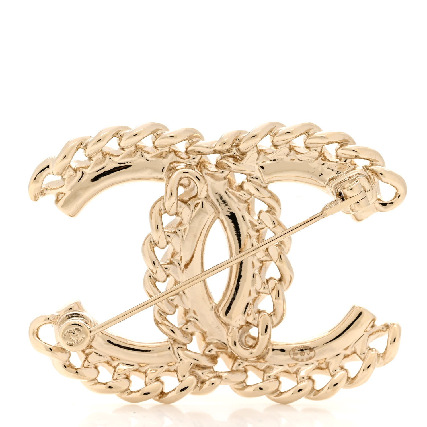 Chanel Crystal Chain CC Brooch Gold 3 of 5