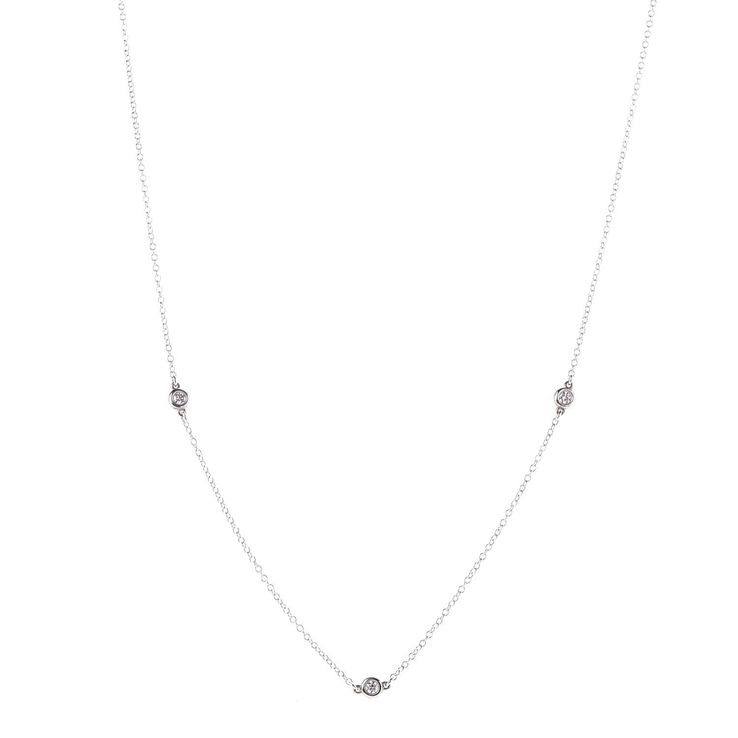Tiffany Sterling Silver Diamond .09ctw Elsa Peretti Diamonds by the Yard Three Station Necklace 1 of 8