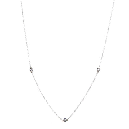Tiffany Sterling Silver Diamond .09ctw Elsa Peretti Diamonds by the Yard Three Station Necklace 1 of 8