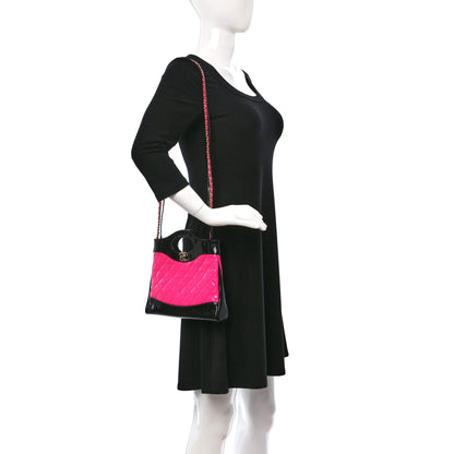 Chanel Patent Calfskin Quilted Mini 31 Shopping Bag Pink Black 2 of 10