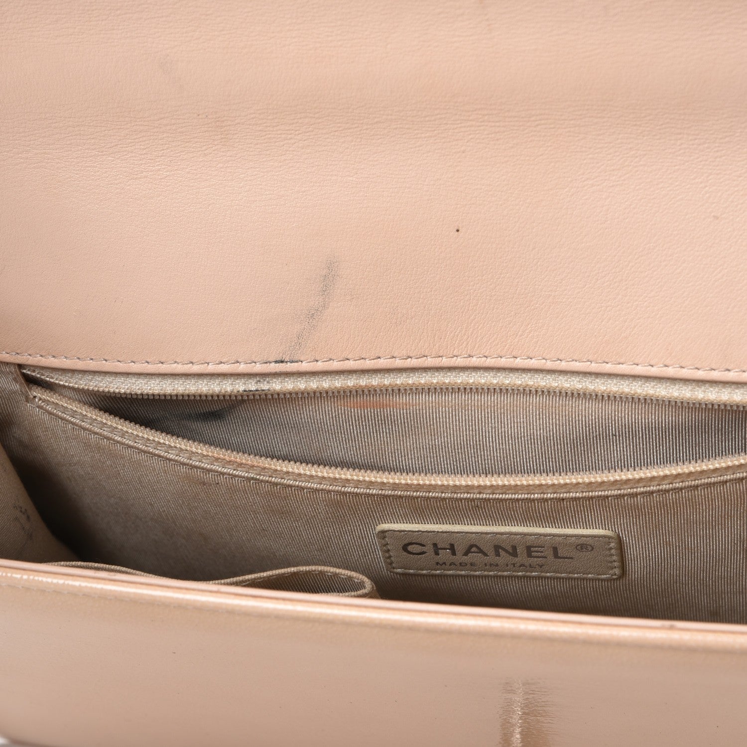 Chanel Patent Goatskin Quilted New Medium Boy Flap Beige Clair 13 of 15