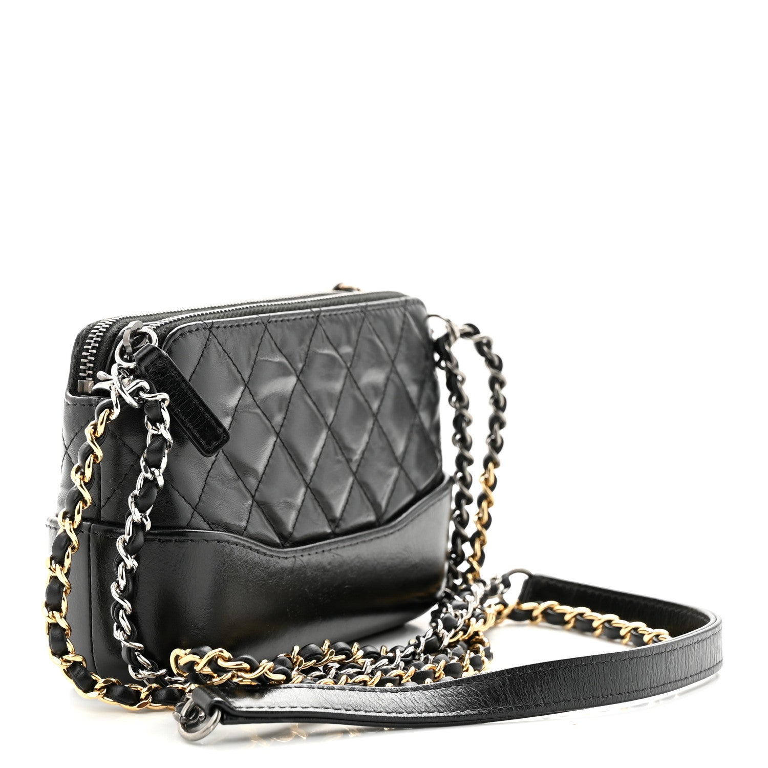 Chanel Aged Calfskin Quilted Small Gabrielle Clutch With Chain Black 3 of 13