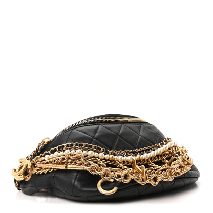 Chanel Lambskin Quilted All About Chains Waist Belt Bag Black 4 of 10