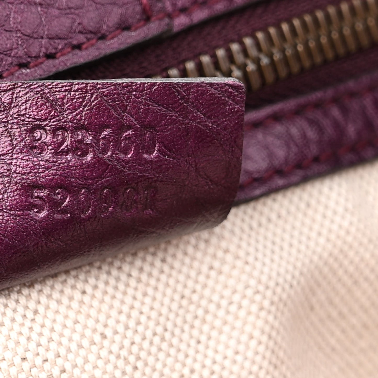 Pebbled Calfskin Medium Bamboo Shopper Tote Purple