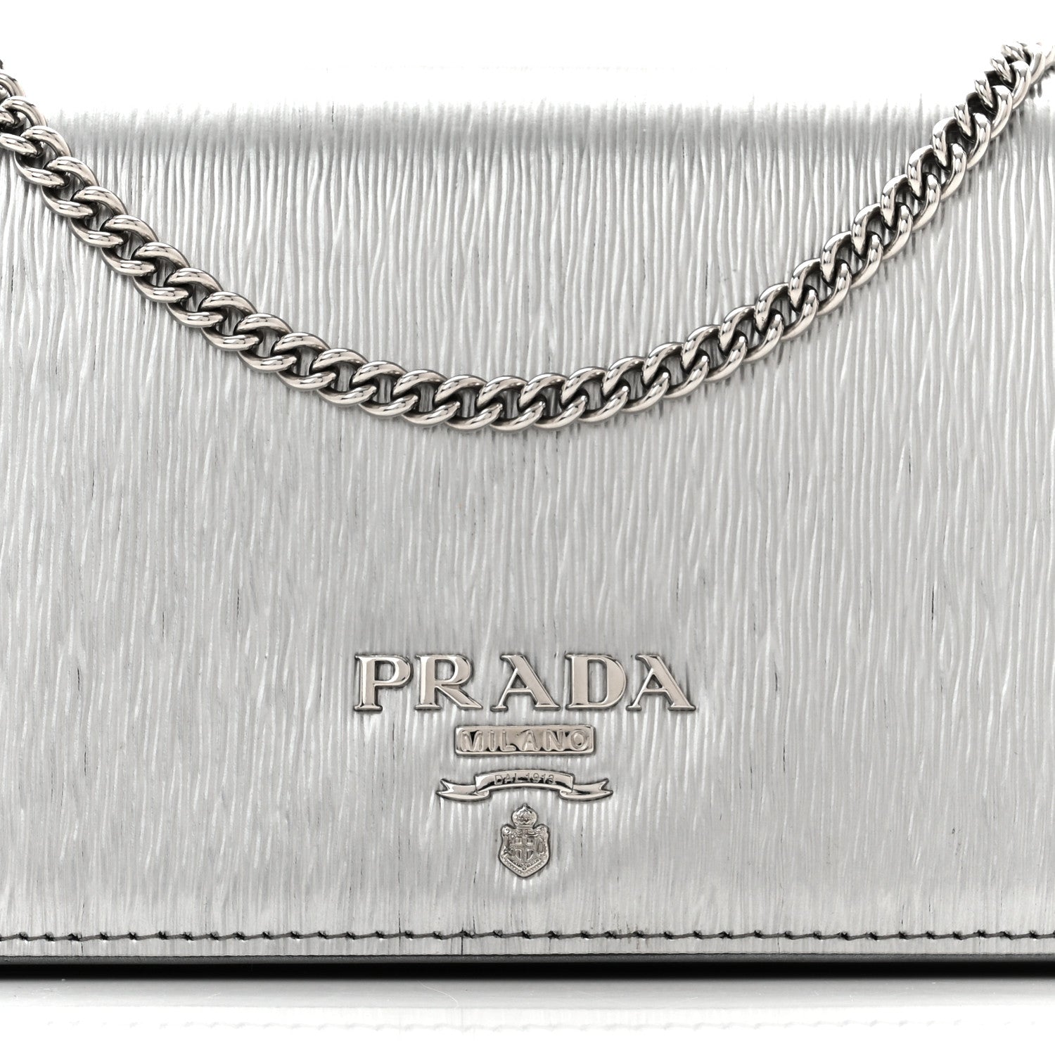 Prada Metallic Vitello Move Oro Chain Wallet Cromo 7 of 9