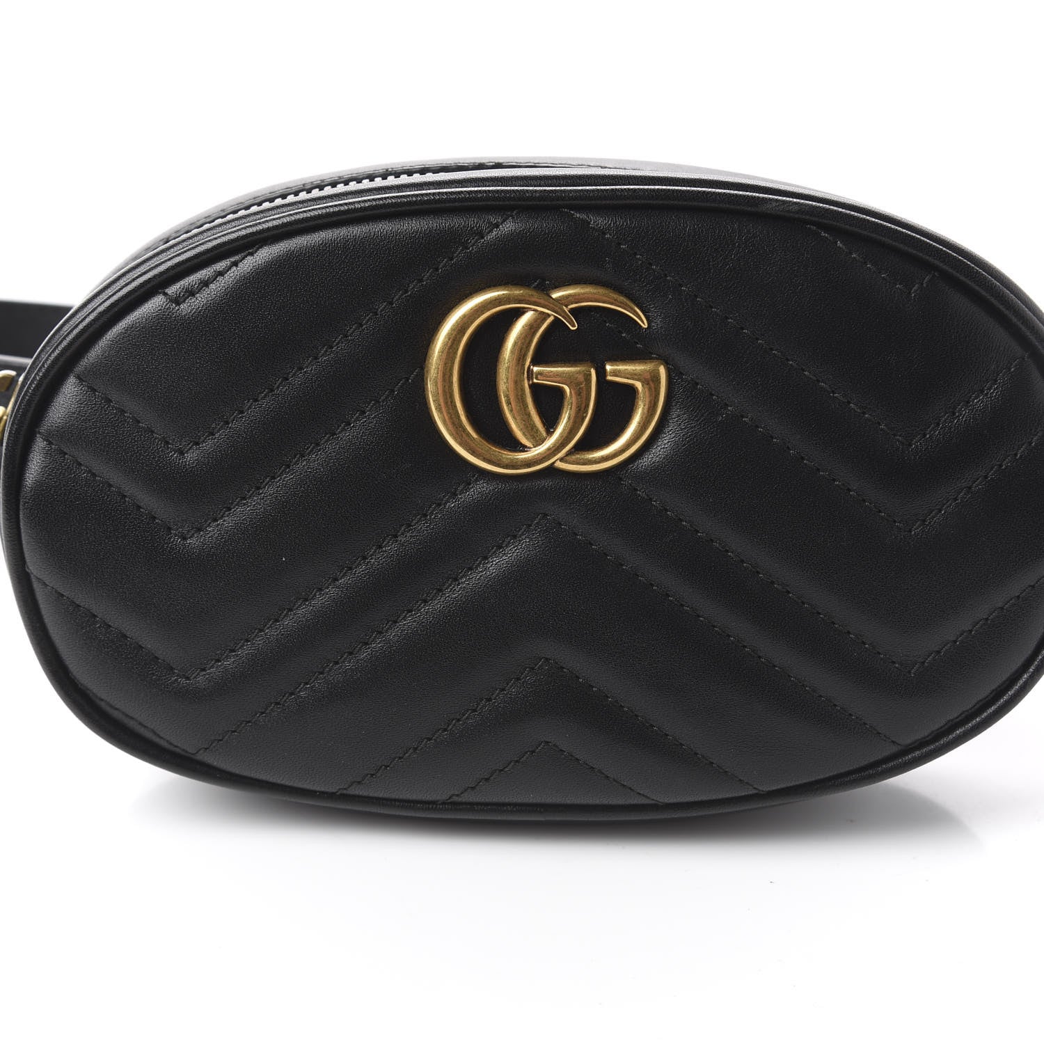 Gucci Calfskin Matelasse GG Marmont Belt Bag 75 30 Black 7 of 11