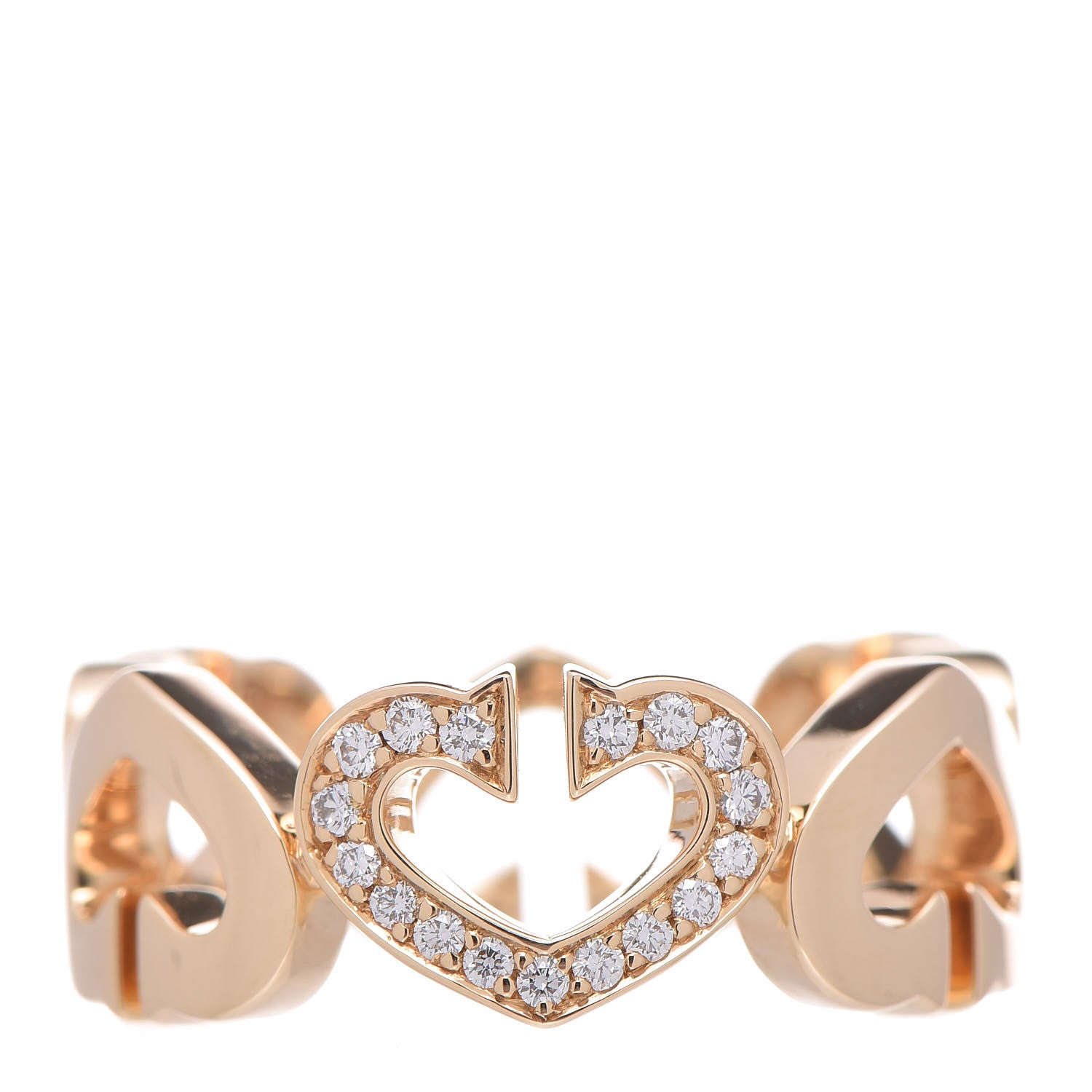 Cartier 18K Yellow Gold Diamond Hearts and Symbols Ring 47 4 1 of 5