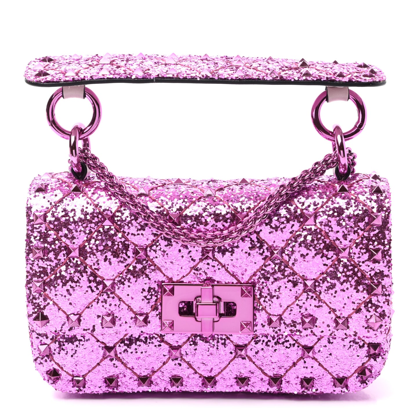 Glitter Mini Rockstud Spike Shoulder Bag Water Lilac