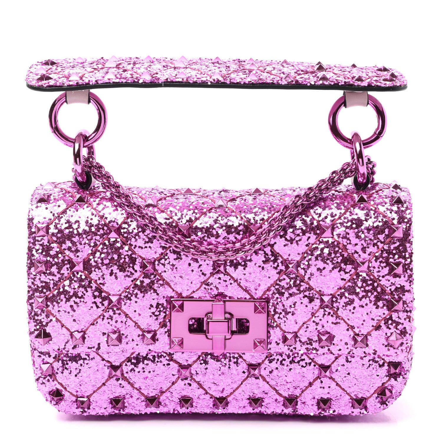 Valentino Garavani Glitter Mini Rockstud Spike Shoulder Bag Water Lilac 1 of 9