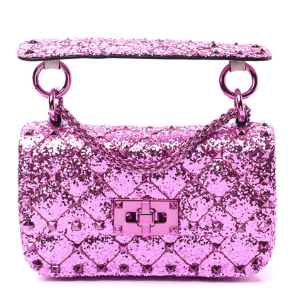 Valentino Garavani Glitter Mini Rockstud Spike Shoulder Bag Water Lilac 1 of 9