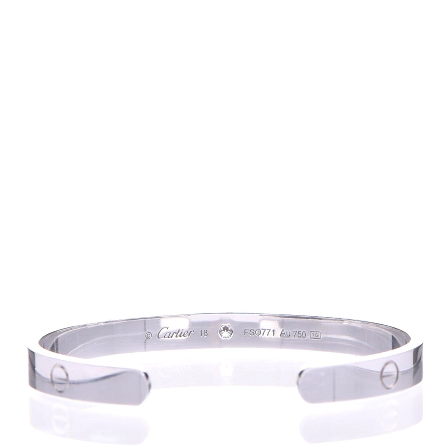 Cartier 18K White Gold 1 Diamond LOVE Cuff Bracelet 18 3 of 4