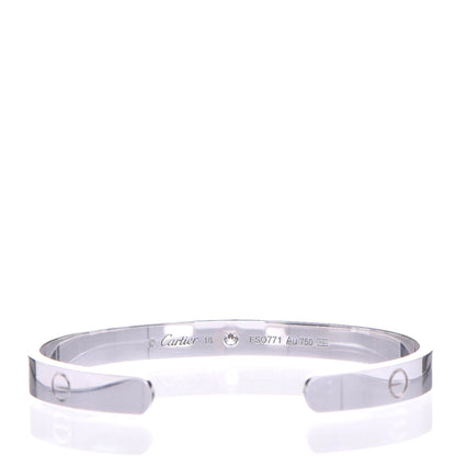 Cartier 18K White Gold 1 Diamond LOVE Cuff Bracelet 18 3 of 4
