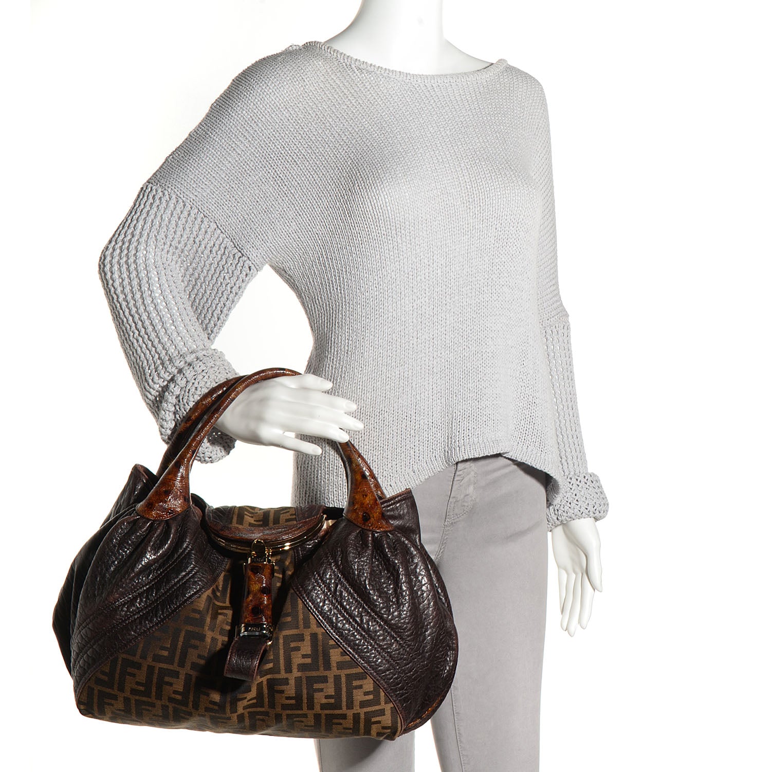 Fendi Zucca Nappa Nuvolata Vitello Tortuga Spy Tobacco Moro 2 of 9