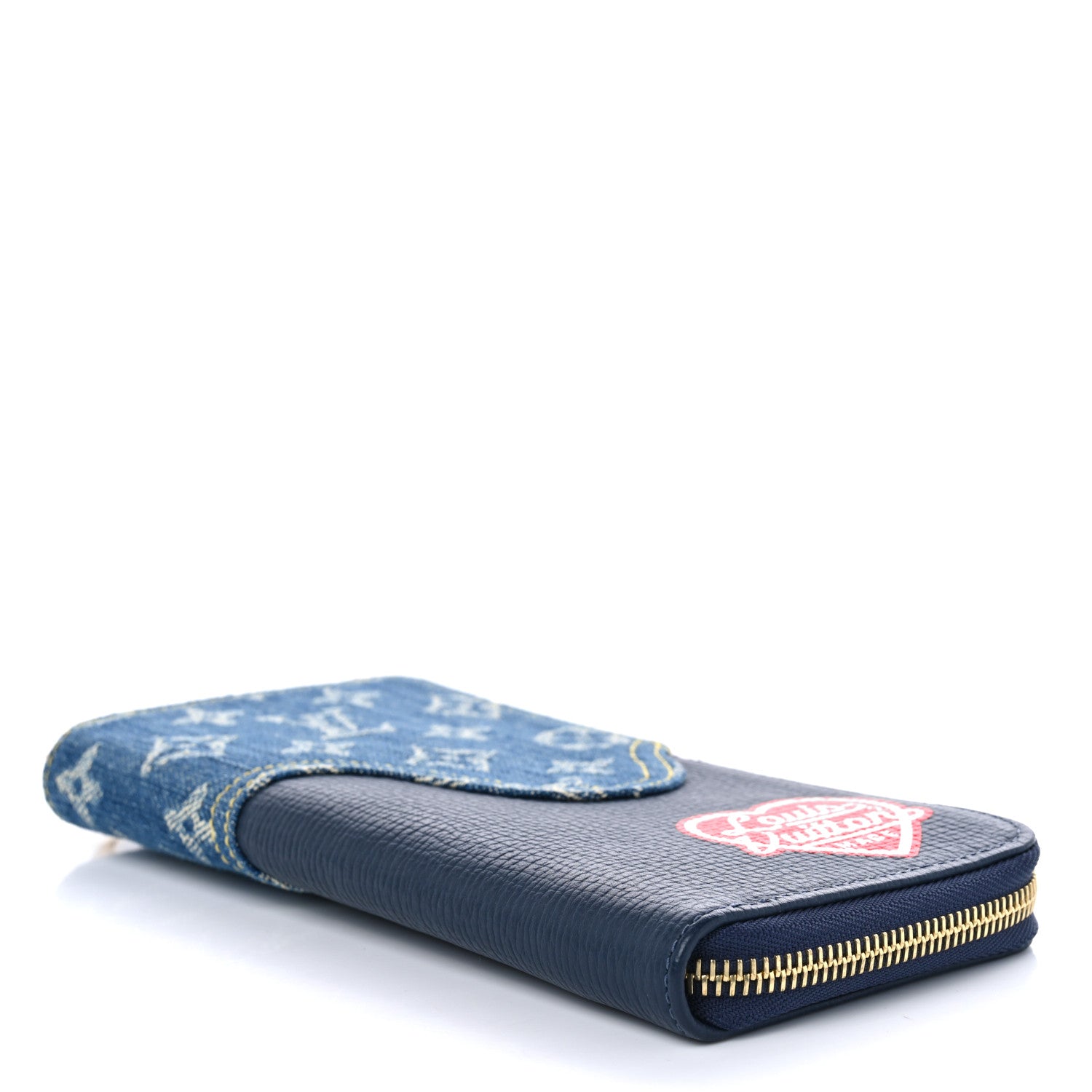 Louis Vuitton X NIGO Taurillon Monogram Denim Drip Zippy Vertical Wallet Blue 4 of 6