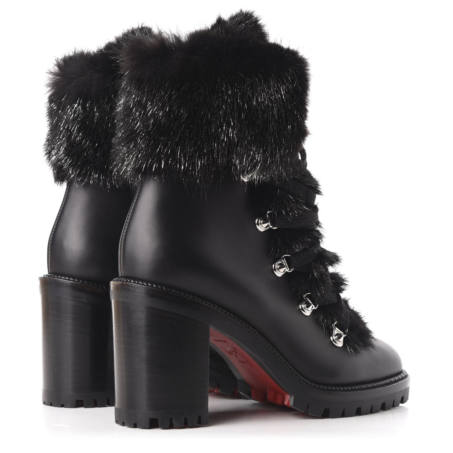 Nappa Fox Fur Fanny 70 Ankle Boots 36 Black