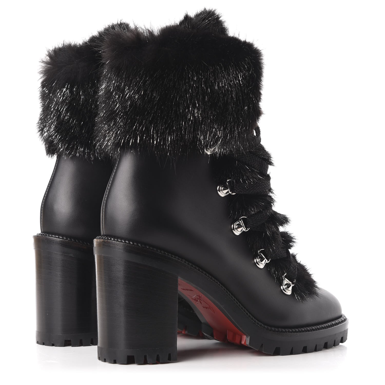 Christian Louboutin Nappa Fox Fur Fanny 70 Ankle Boots 36 Black 4 of 10