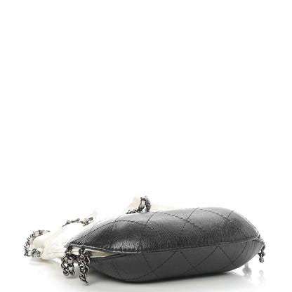 Chanel Aged Calfskin Quilted Small Gabrielle Bucket White Black 4 of 7