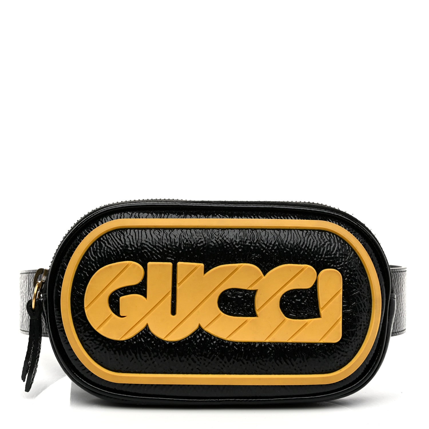 Gucci Patent Rubber Game Patch Logo Belt Bag 95 38 Black 1 of 15