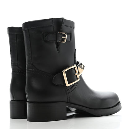 Valentino Garavani Calfskin Lock Studded 30mm Biker Boots 36.5 Black 4 of 10