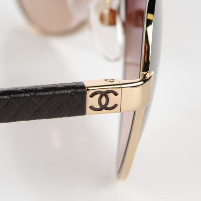 Chanel Lambskin Quilted CC Sunglasses 4195-Q Gold Brown 6 of 7