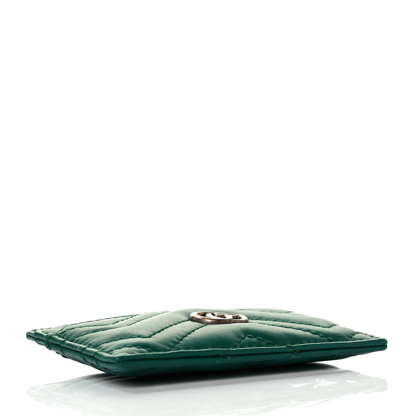 Calfskin Matelasse GG Marmont Card Holder Emerald Green
