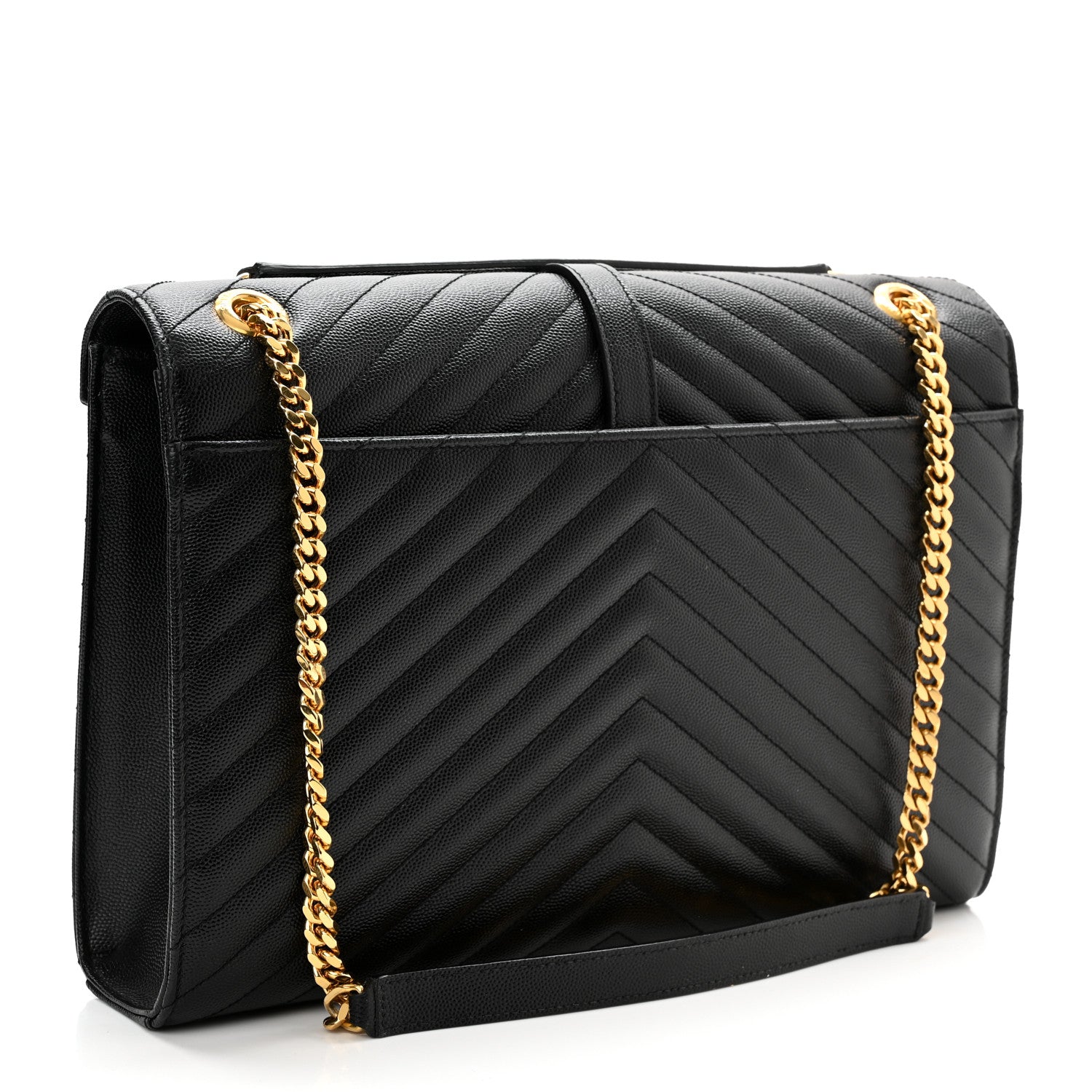 Saint Laurent Grain De Poudre Matelasse Chevron Large Monogram Satchel Black 2 of 11