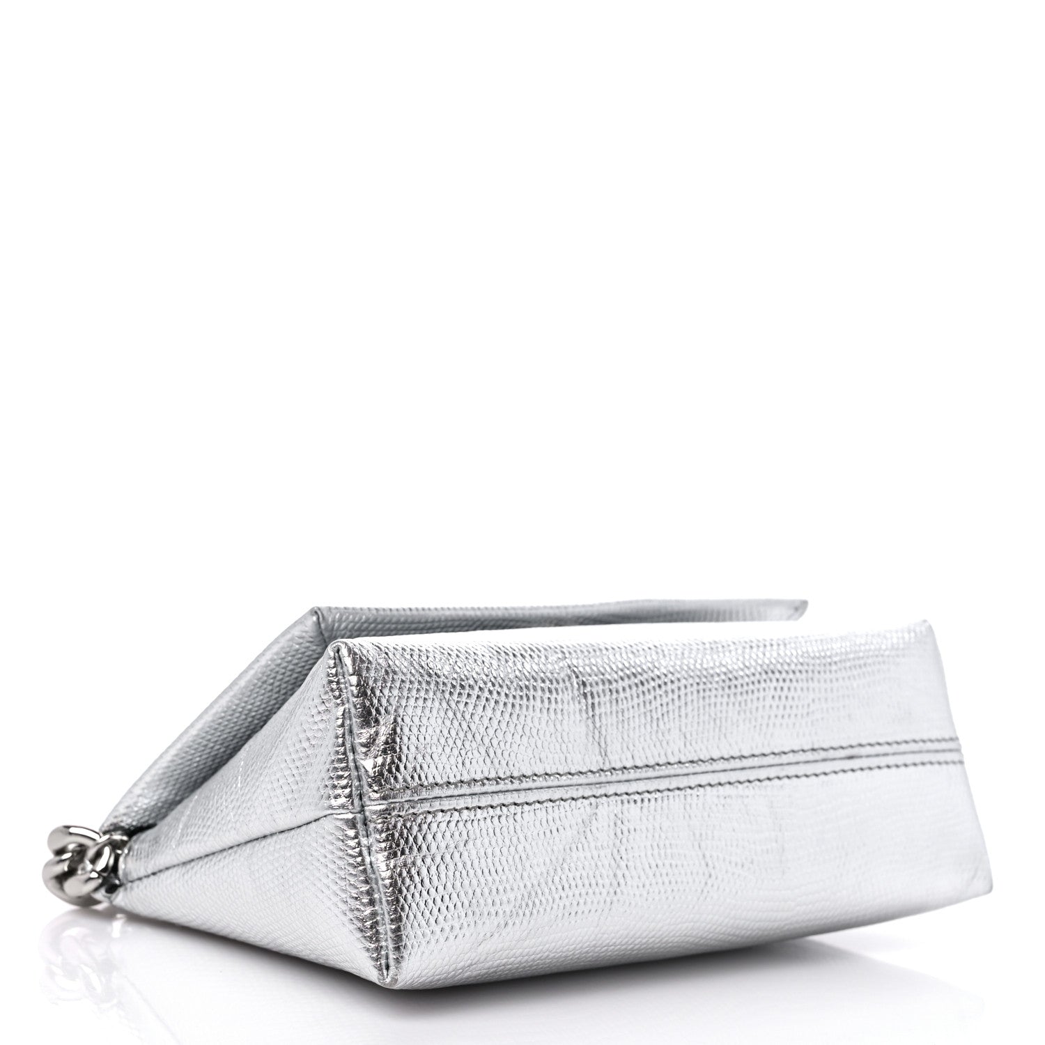 Tom Ford Metallic Lizard Embossed Mini Label Shoulder Bag Silver 4 of 11