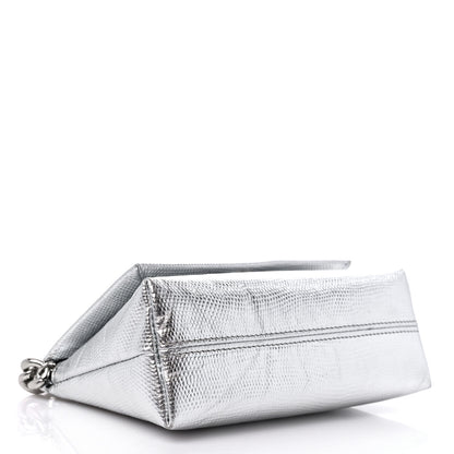 Tom Ford Metallic Lizard Embossed Mini Label Shoulder Bag Silver 4 of 11