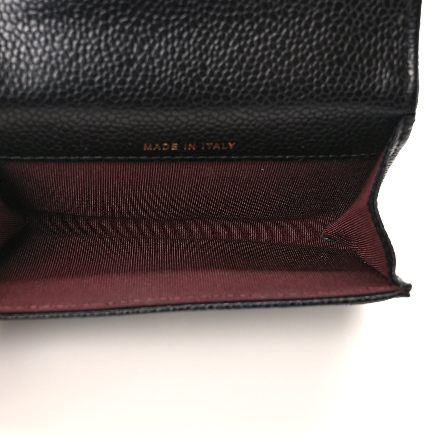 Caviar Quilted Flap Card Holder Wallet Black