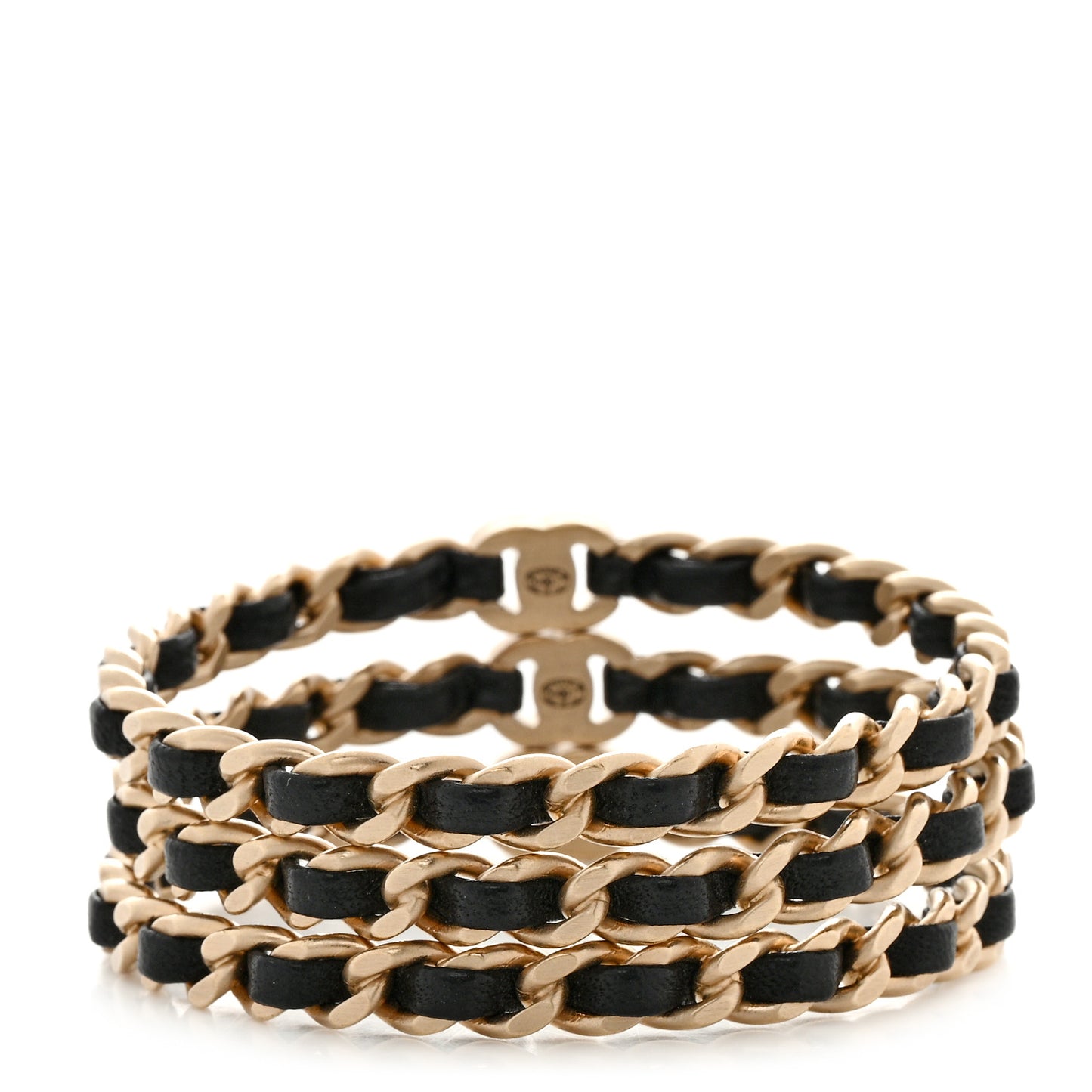 Lambskin Chain Turnlock CC Bangle Set of 3 Black